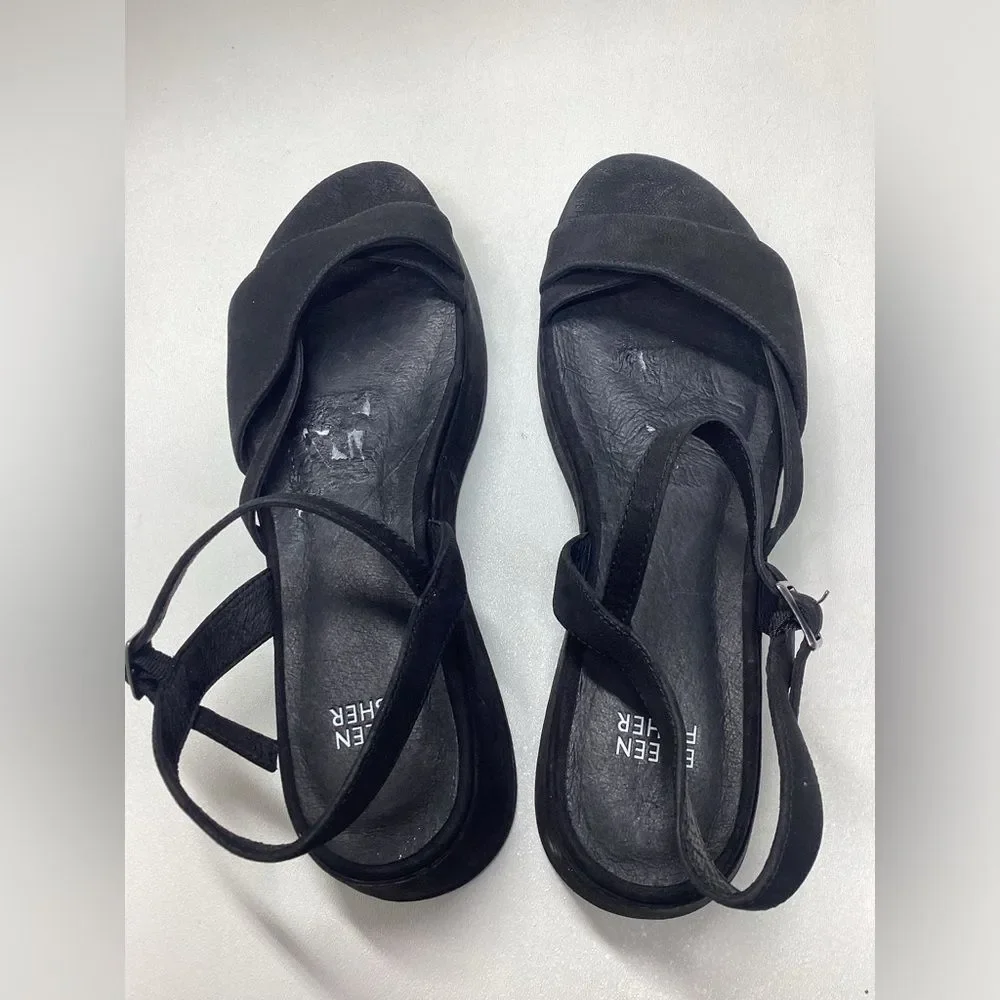 Eileen Fisher‎ Dae Black Wedge Sandal Size 9.5